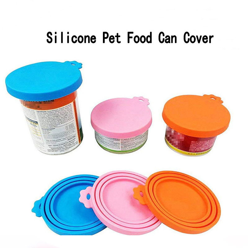 Silikone madkrukke låg, universel BPA -fri silikone krukke låg til hunde- og kattefoder, dyrefoderdækning, en krukke låg passer til mest standardstørrelse hund og kattefoder