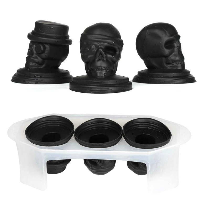 Ekstra store 3D Skull Ice Cube -forme - Fleksibel silikone Skull Ice Forms - Skull Ice Cube -bakke med - Skull Silicone Forme til bagning, chokolade, slik og harpiks