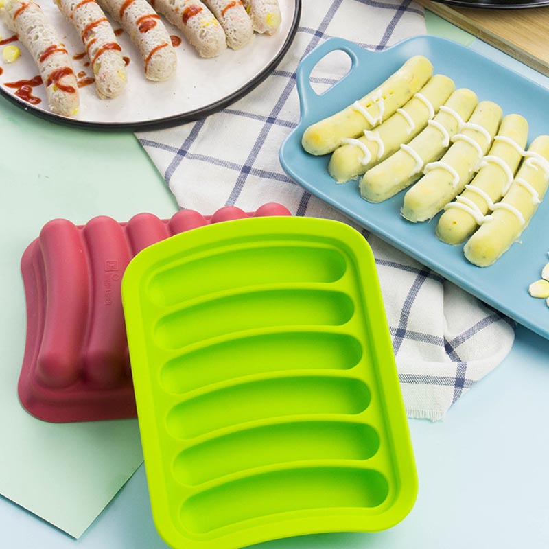 Non-stick silikone pølseforme til hjemmelavede hotdogs, DIY hotdogs, BPA-fri, ovn og mikrobølgeovnsikker hotdogforme
